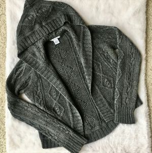 CAbi Alpaca Grey Chunky Cable Knit Cardigan L